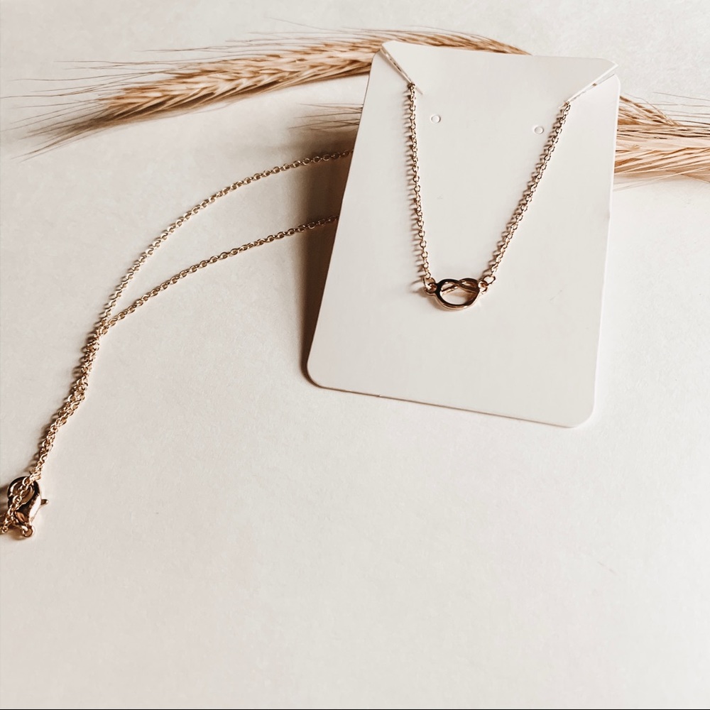 Dainty Knot Pendant Gold Necklace - Picture 3 of 3